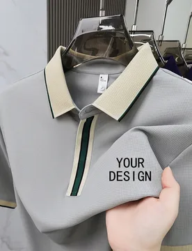 Men's Solid Color Polo Shirt Custom Logo, Ice Silk Breathable Quick-Drying, Business Casual Office Stretch Top - Aliexpress - FashionsVida