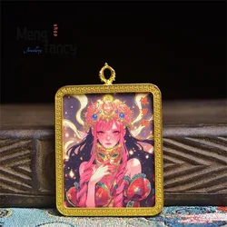 New Model Hand-painted Gilded Thangka Zhājī Lǎm the God of Wealth National Style Pendant Exquisite Fashion Jewelry Holiday Gi
