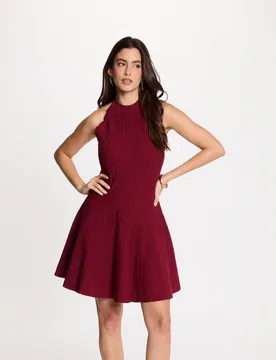 Vestido corto de punto evasé sin mangas - Morgan - FashionsVida