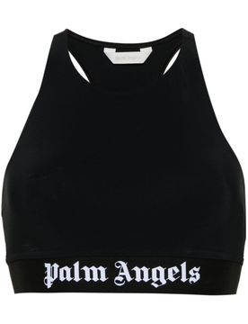 Technical Fabric Crop Top with Logoed Elastic Waistband