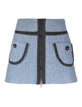 Minigonna in maglia con ricami floreali