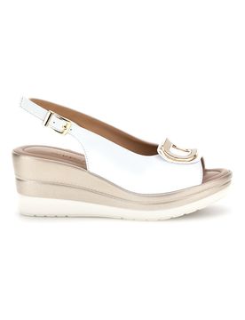 Sandali Bianchi con zeppa e morsetto MK3908352 36