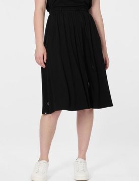 Rock knielang - Reikko - XS bis M - für Damen - Größe S - schwarz - Frauen - female