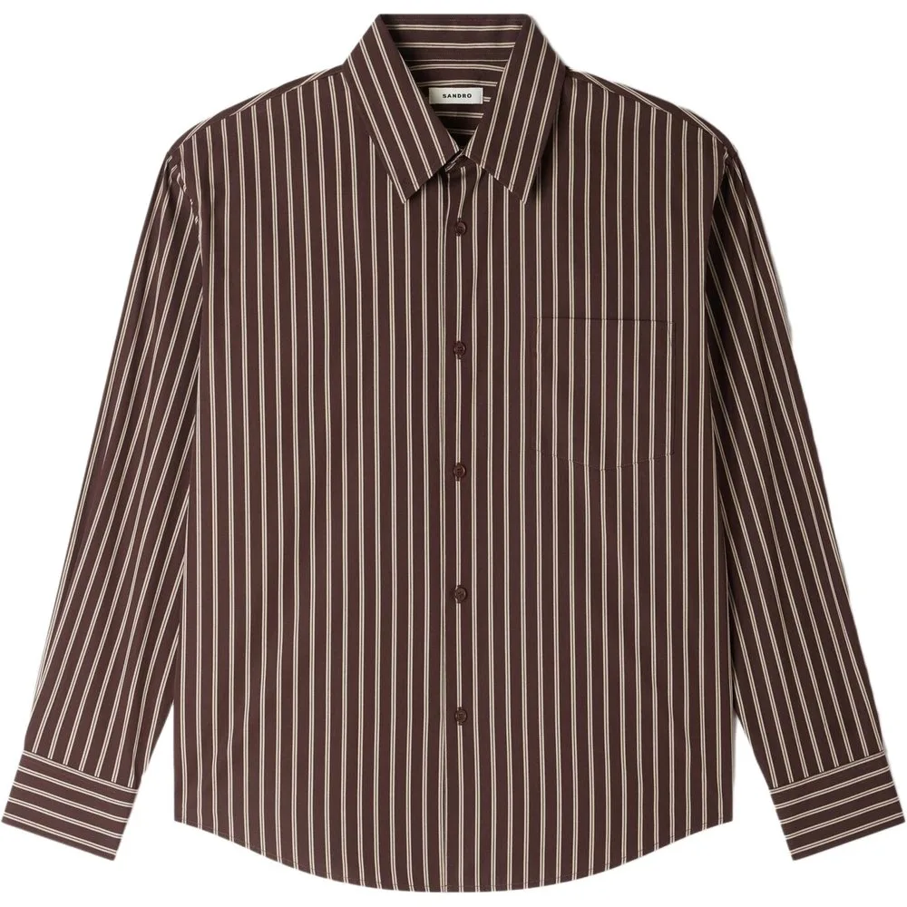 Camisa de vestir de algodón de hombre corte evasé a rayas - sandro - FashionsVida
