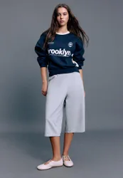 Sweatshirt mit Kontrastkragen Marineblau XL