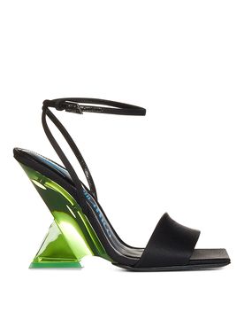 Sandali in pelle con tacco trasparente