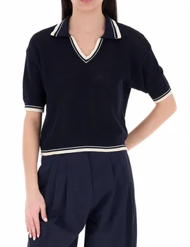 Marella Polo in cotone BLU NAVY M - Marella - FashionsVida