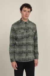 Dragor Mens Shadow Check Jersey Casual Overshirt