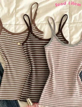 Top de tirantes finos ajustado casual minimalista para adolescentes, paleta de colores Maillard, se puede usar como capa interior, top de verano - Shein - FashionsVida