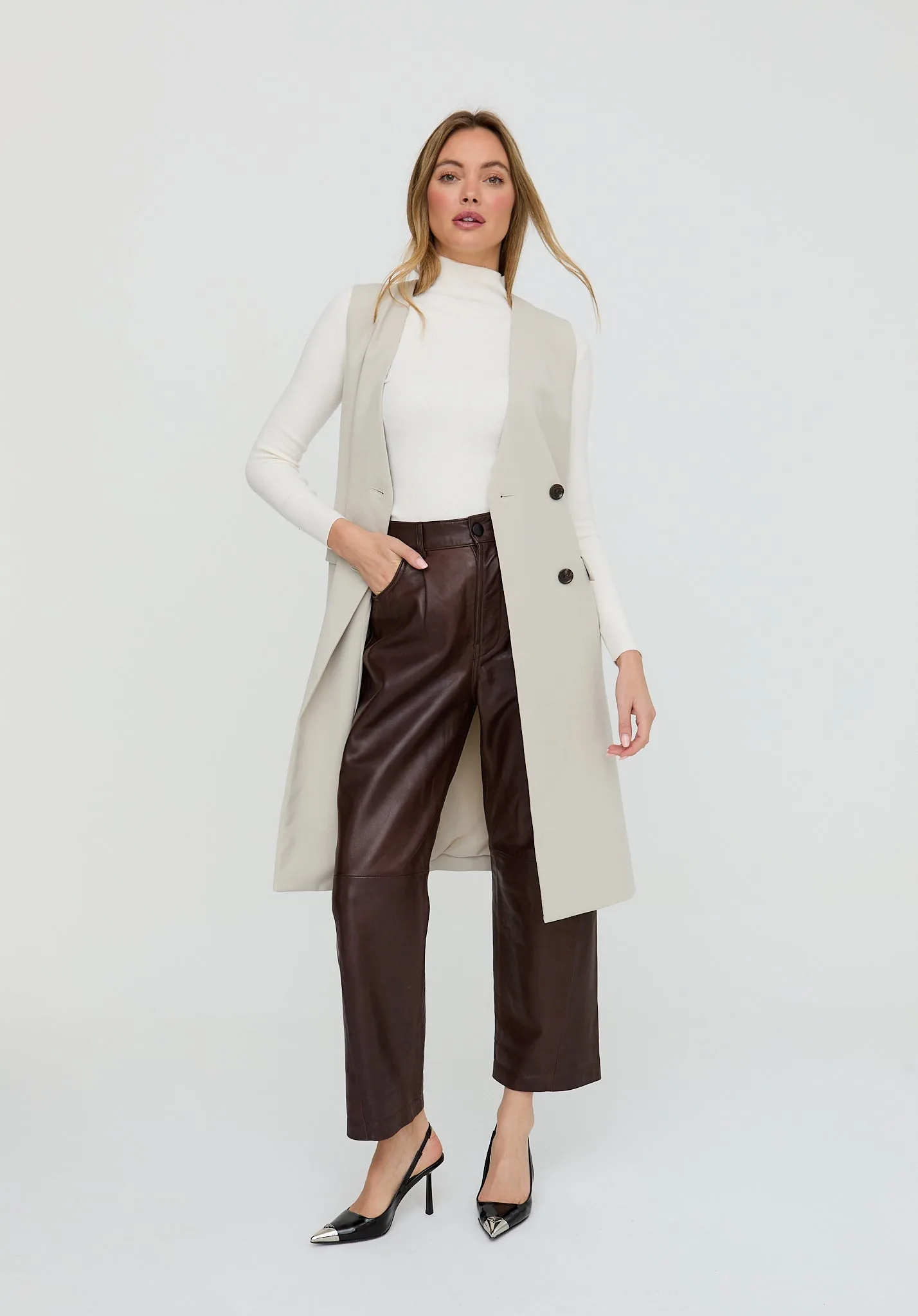 Myra Sleeveless Coat In Cream - XS - Lily and Lionel London Limited - FashionsVida
