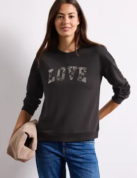 Langarm Shirt mit Wording Artwork female Braun - Street One - FashionsVida
