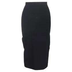 Women's Preloved Midi Skirt in Black Viscose Size: 8 - Black - Size: 8