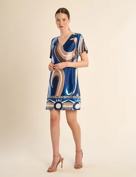 Vestido corto de manga corta estampado fantasía - Molly Bracken - FashionsVida