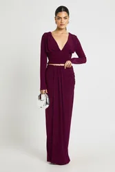 Womens Double Layer Slinky Ruhed Front Maxi Skirt - Purple - Size 8 Uk