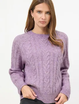 Cable Knitted Jumper - Lilac - Size: 18-20 - M&Co - FashionsVida