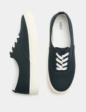 Canvas Plimsoll Trainers Navy female - M&S - FashionsVida