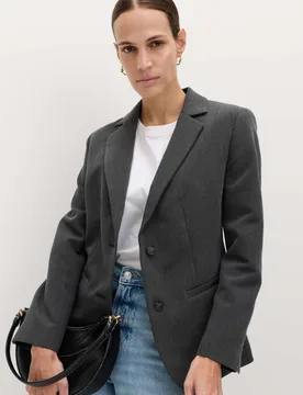 Relaxed Tailored Single-Breasted Blazer Grey female - M&S - FashionsVida