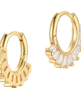 Gold Tone Crystal Hoop Earrings - MeMe London - FashionsVida