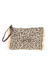 Pochette beige animalier con frange CLASS BA22225