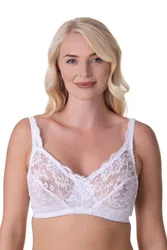Women's Soft Lace Cup Non-Wired Bra in White Size: 36C - White - Size: 36C
