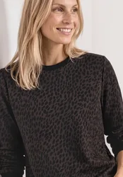 Sweatshirt mit Rundhals und Print female Braun
