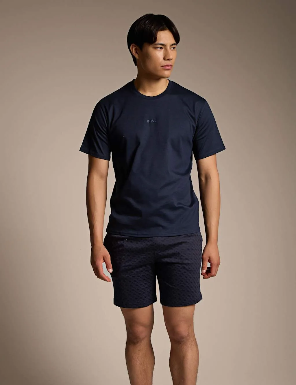 Pure Cotton Pyjama Set Navy male - BOSS - FashionsVida