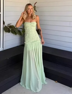 Sexy Green Prom Dress Stripe Sleeveless Appliqued Chiffon Long Party Gown Sheath Formal Bridal Wedding Birthday Robe - Aliexpress - FashionsVida