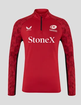 Saracens Men's 25/26 Training 1/4 Zip - Rhythmic Red RED/BLACK M male - Castore - FashionsVida