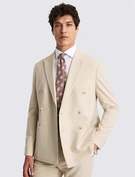 Slim Fit Double Breasted Suit Jacket Camel male - MOSS - FashionsVida