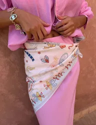 Printed Woven Large Bandana Scarf Cream Mix female
