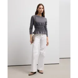 Pantalón wide leg hebilla tachas de mujer