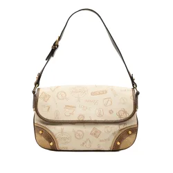Th Anniversary Suede Trimmed Canvas Flap Shoulder Bag