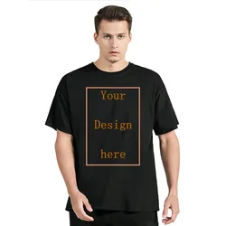 Men's personalized custom pure cotton T-shirt can print photos, text patterns, breathable short sleeved casual versatile top 12