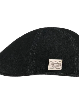 Texas Robust Denim Flat Cap by - black - Size: L (58-59 cm) - Stetson - FashionsVida