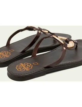 Sandalias de dedo de mujer de piel con adorno - Porronet - FashionsVida