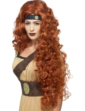 Mittelalter Langhaar-Perücke Locken braun - RUBIES NL - FashionsVida
