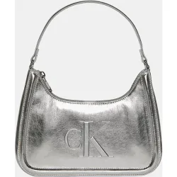 Bolso de hombro metalizado con logo CK