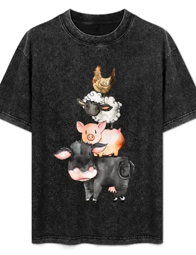 Barn Yard Animal Stack T-Shirt Street Style Casual Tee Shirt - Aliexpress - FashionsVida