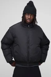 Men's Regular Fit Mono Padded MA1 Bomber Jacket Black Size Medium Black M