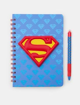 Set: taccuino a spirale con applicazione 3D e penna 2 pack Superman - multicolor