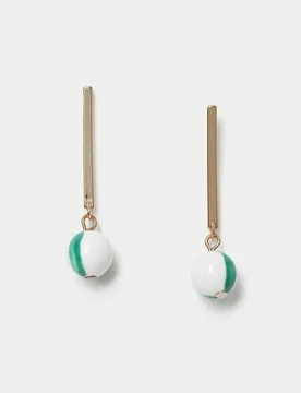 Ceramic Bead Stick Drop Earrings Green Mix female - M&S - FashionsVida