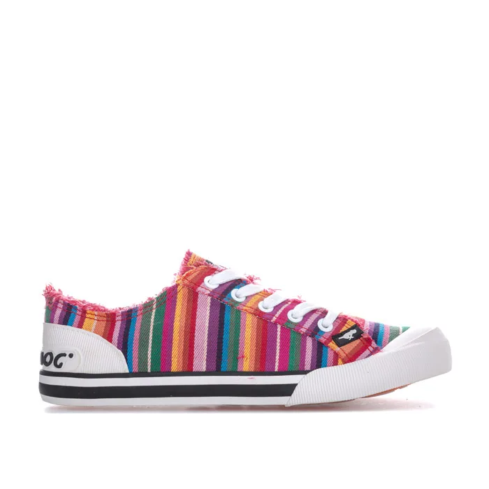 Womens Jazzin Eden Stripe Pumps In Red Textile - Size Uk 7 - Rocket Dog - FashionsVida