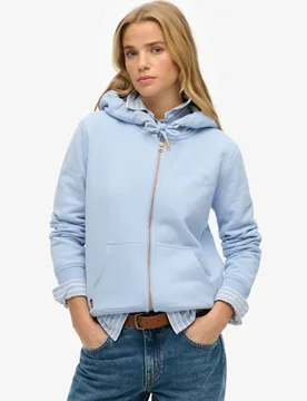 Superdry Damen Essential Kapuzenjacke mit Logo Blau - Größe: 38 - 69.99 - FashionsVida