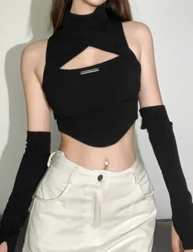 Hollow Out Y2k Tops Women Clothing Turtleneck Camison Verano Cuff Ropa De Mujer Sleeveless Tank Top Slim Fit Corset Rave Outfits - Aliexpress - FashionsVida