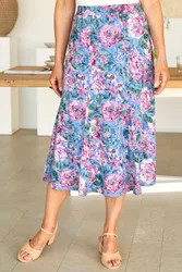 Women's Burnout Jersey Pull-On Maxi Skirt in Mid Blue Size: 16 - Mid Blue - Size: 16