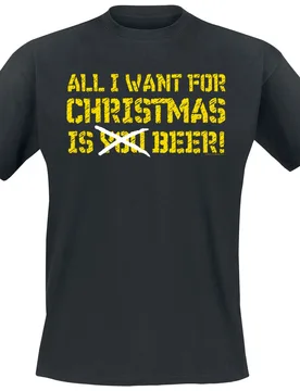 T-Shirt - All I Want For Christmas Is Beer - M bis 3XL - für Männer - Größe XXL - schwarz - Männer - male - Alkohol & Party - FashionsVida