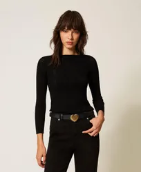 Pull côtelé avec motif à carreaux
