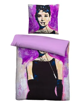 Mikrofaser Bettwäsche Audrey Hepburn viola, 1x 135x200 cm + 1x 80x80 cm - SID MAURER - FashionsVida