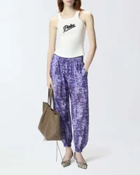 Canotta bianca in cotone stretch a costine con scritta logo e perline