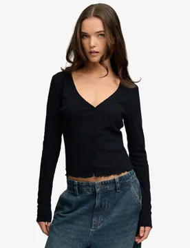 Superdry Damen Athletic Essential Pointelle Strickjacke Navy - Größe: 40 - 34.99 - FashionsVida
